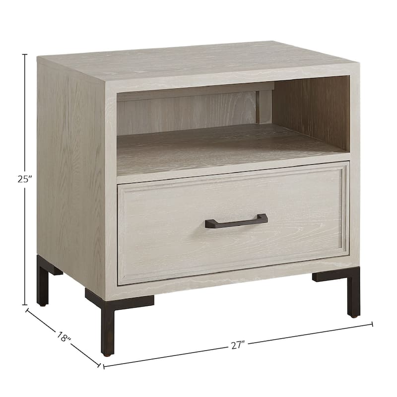 Bradley 1-Drawer Wood Nightstand with Shelf, Antique White