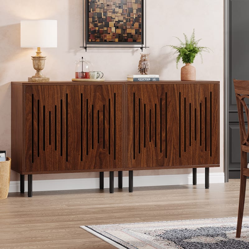 Sideboard Buffet Cabinet with Doors & Adjustable Shelves (Set of 2)