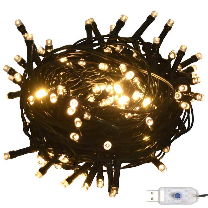 61pc Christmas Ornament Set w Topper, LED String Lights, White Silver