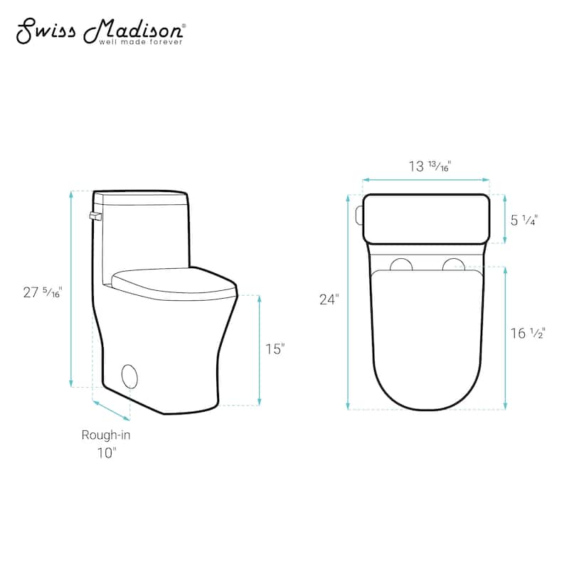 Malta Ii One-Piece Round Toilet With Left Side Flush, 10" Rough-In 1.28 Gpf - 13.98" x 28.74" 24.02"