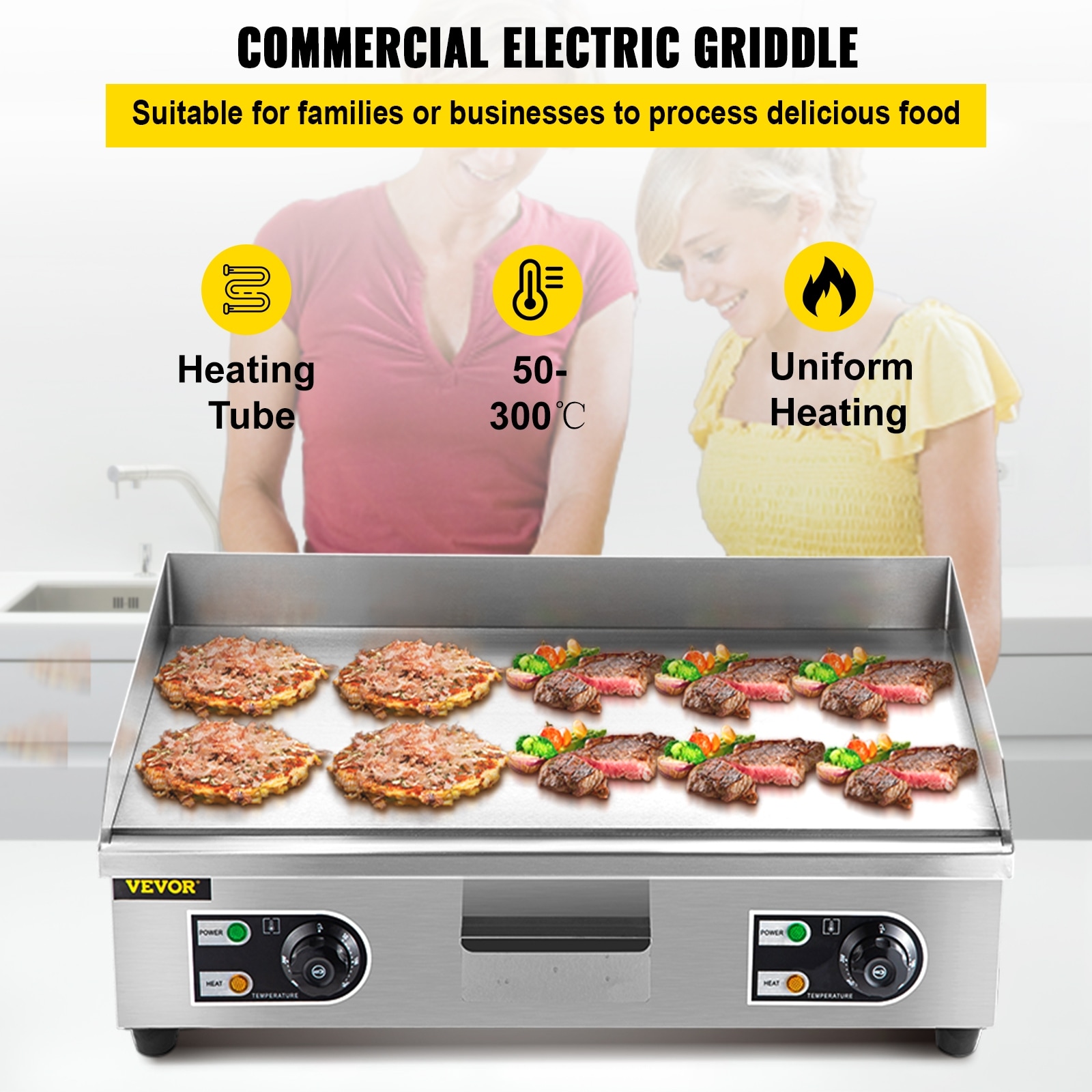 Electric Non Stick Grill Griddle Flat Top Indoor Countertop
