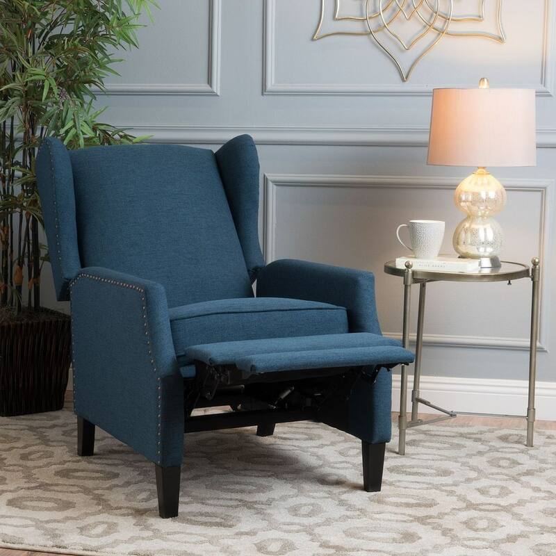 Traditional Fabric Recliner Chairs with Studded Border by Christopher Knight Home