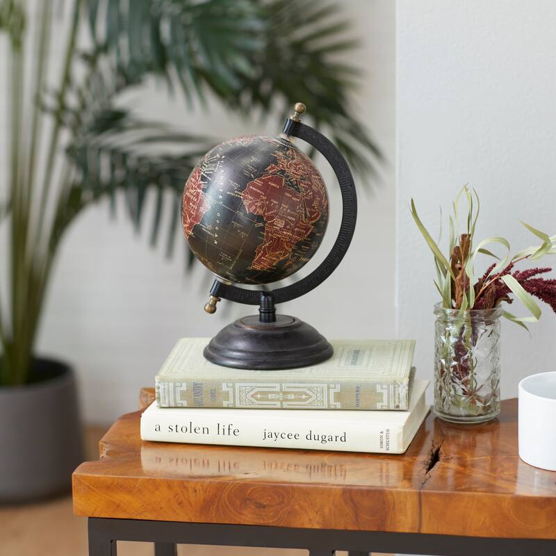 Wood Rustic Globe - 6L x 5W x 8.25H - Black