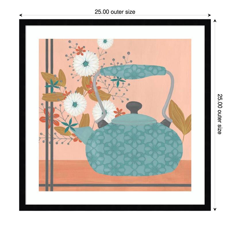 Whimsical Kitchen No. 3 by June Erica Vess Wood Framed Wall Art Print - 25 x 25 in - Black