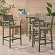 preview thumbnail 2 of 19, Stamford Outdoor Acacia Barstool (Set of 4) by Christopher Knight Home gray