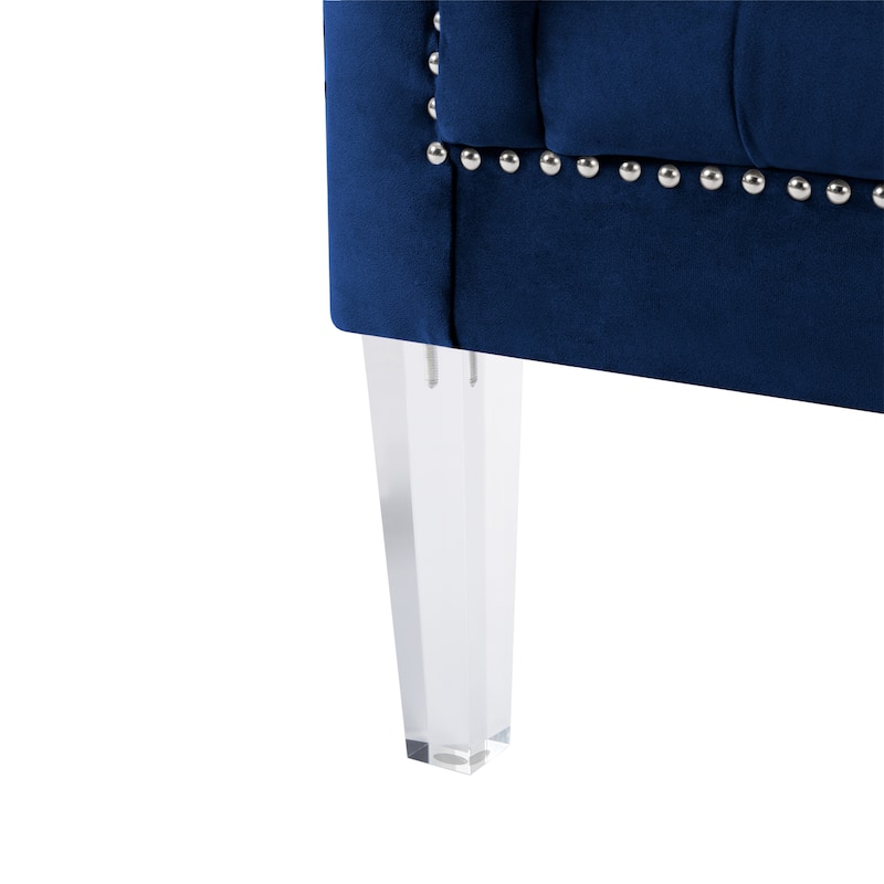 Living Room Navy Blue Velvet Loveseats