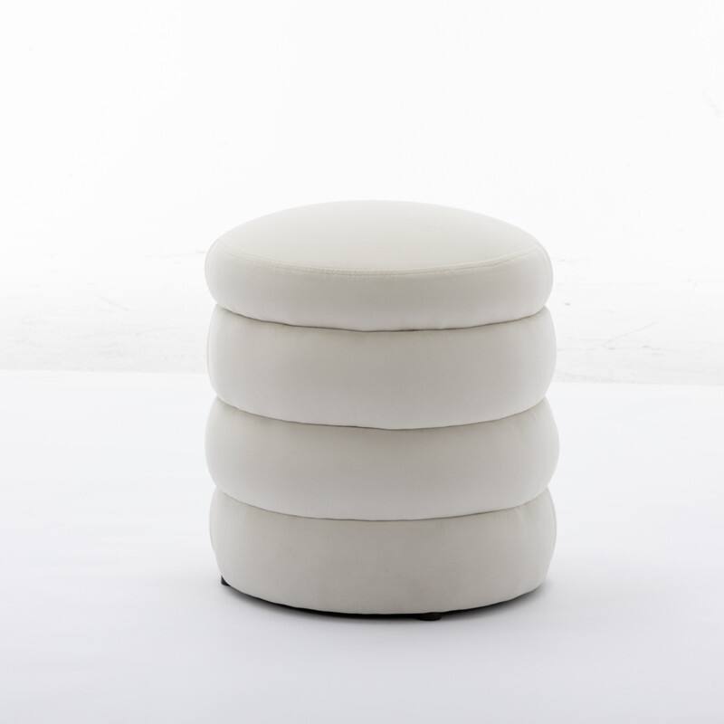 Soft Velvet Round Ottoman Footrest Stool