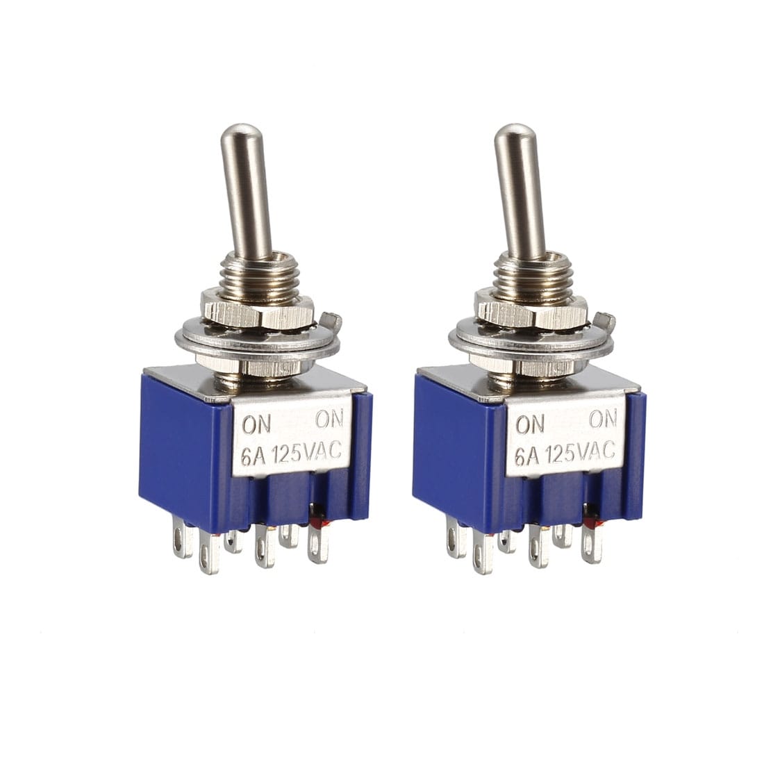 Guitar Latching Toggle Switch Dpdt 2 Position 6pin On On Boat Switches Bule 2pcs