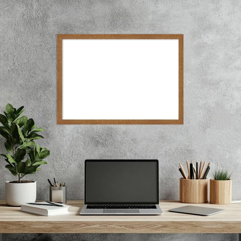 Amanti Art Carlisle Blonde Narrow Framed Dry Erase Magnetic Board