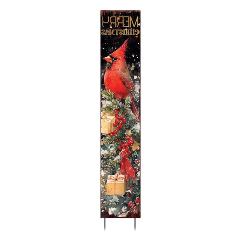 HomeRoots 42" Black And Red Solid Wood Merry Christmas Cardinal Garden Stake