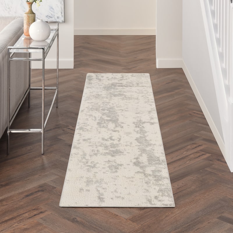 Nourison Concerto Modern Abstract Distressed Area Rug - 2' 2" x 7' 6" - Cream/Gray