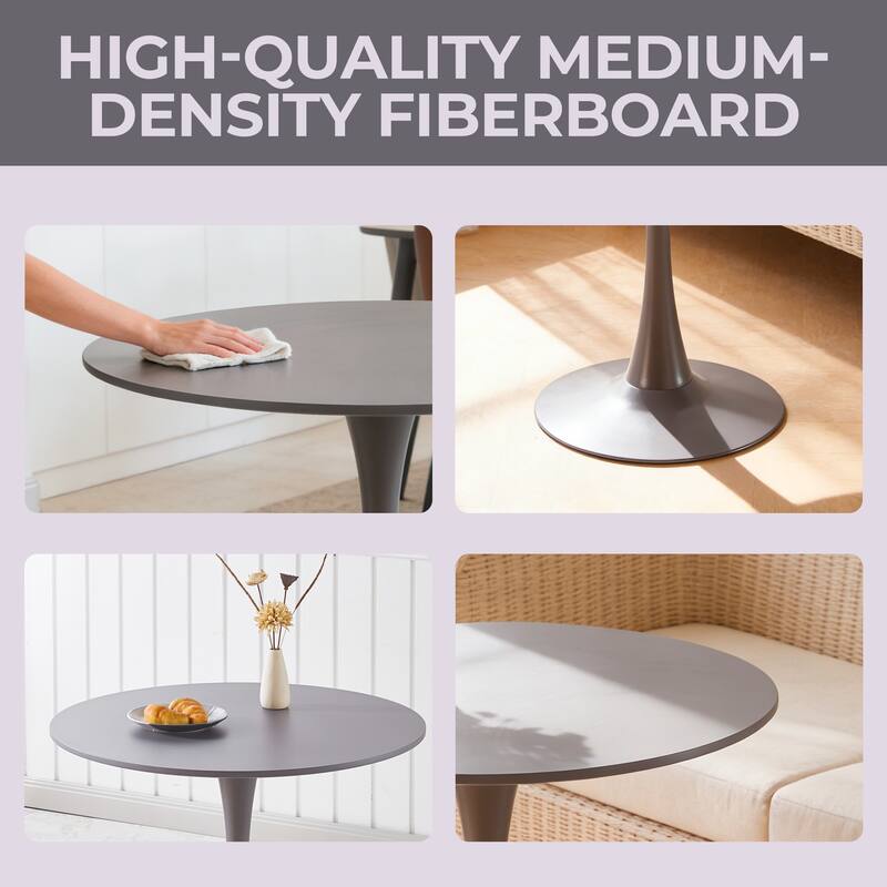 Small Circle Kitchen Table for 2-4 People, Round Dining Table with Metal Pedestal Base, End Table Leisure Coffee Table