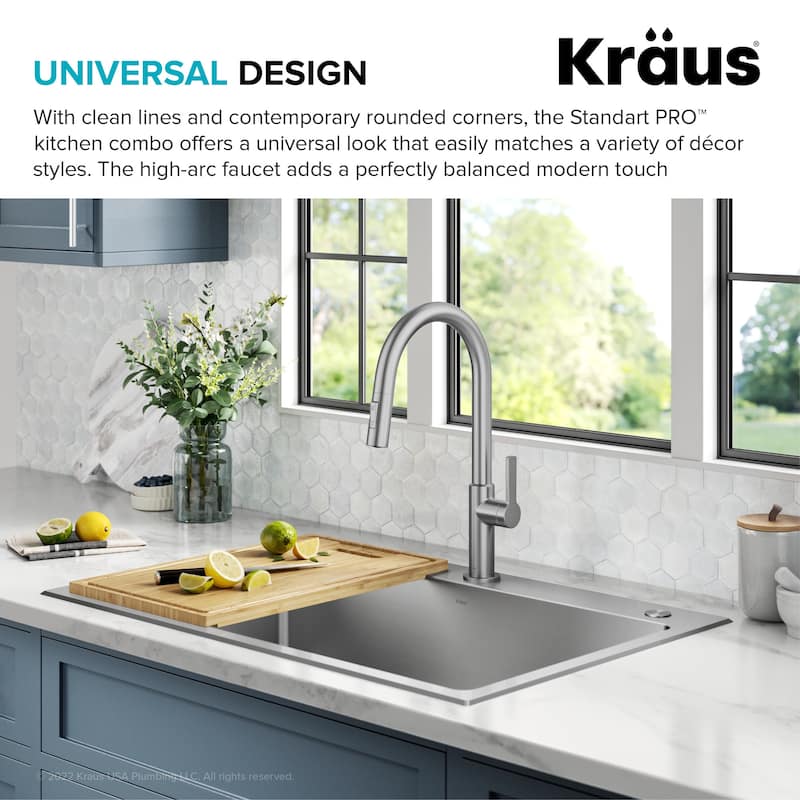 Kraus KCL-1706 Standart Pro 33" Undermount Single Basin Stainless