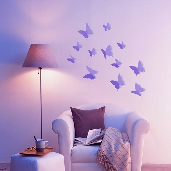Walplus 3d Purple Butterfly Wall Sticker Wall Decorations Diy Art Room Overstock 31769519
