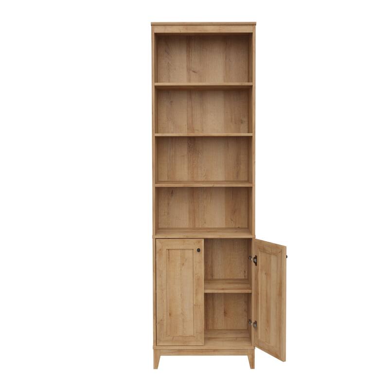 Prepac Yaletown 79.5" H Bookcase, Extra Tall Bookshelf with 4 Shelves and 2 Doors, Accent Bookshelf for Living Room, Home Office