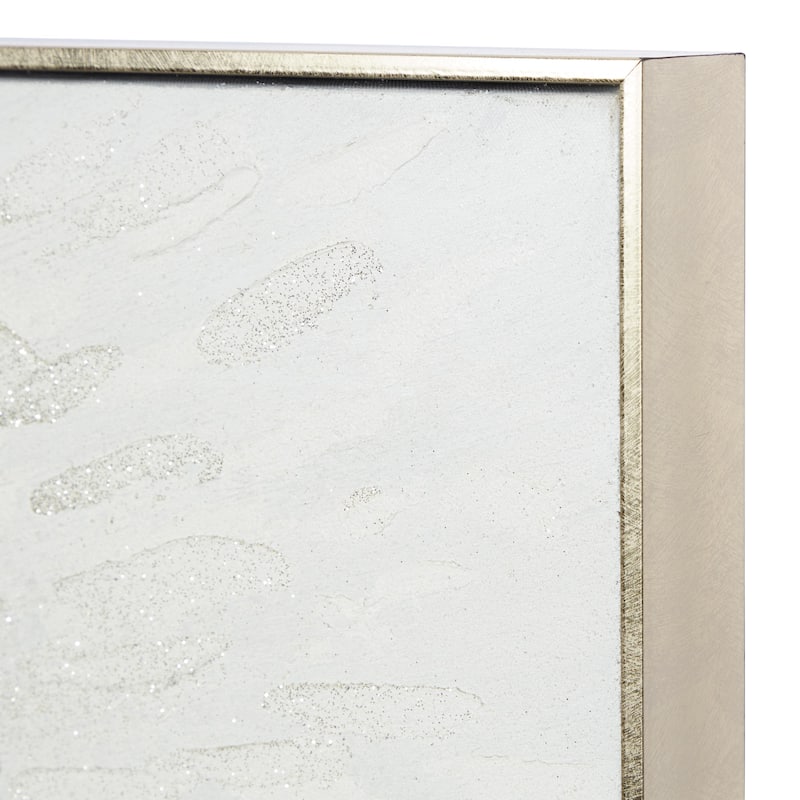 Canvas Starburst Abstract Metallic Living Room Framed Wall Art with Silver Foil Accents - White - CosmoLiving by Cosmopolitan