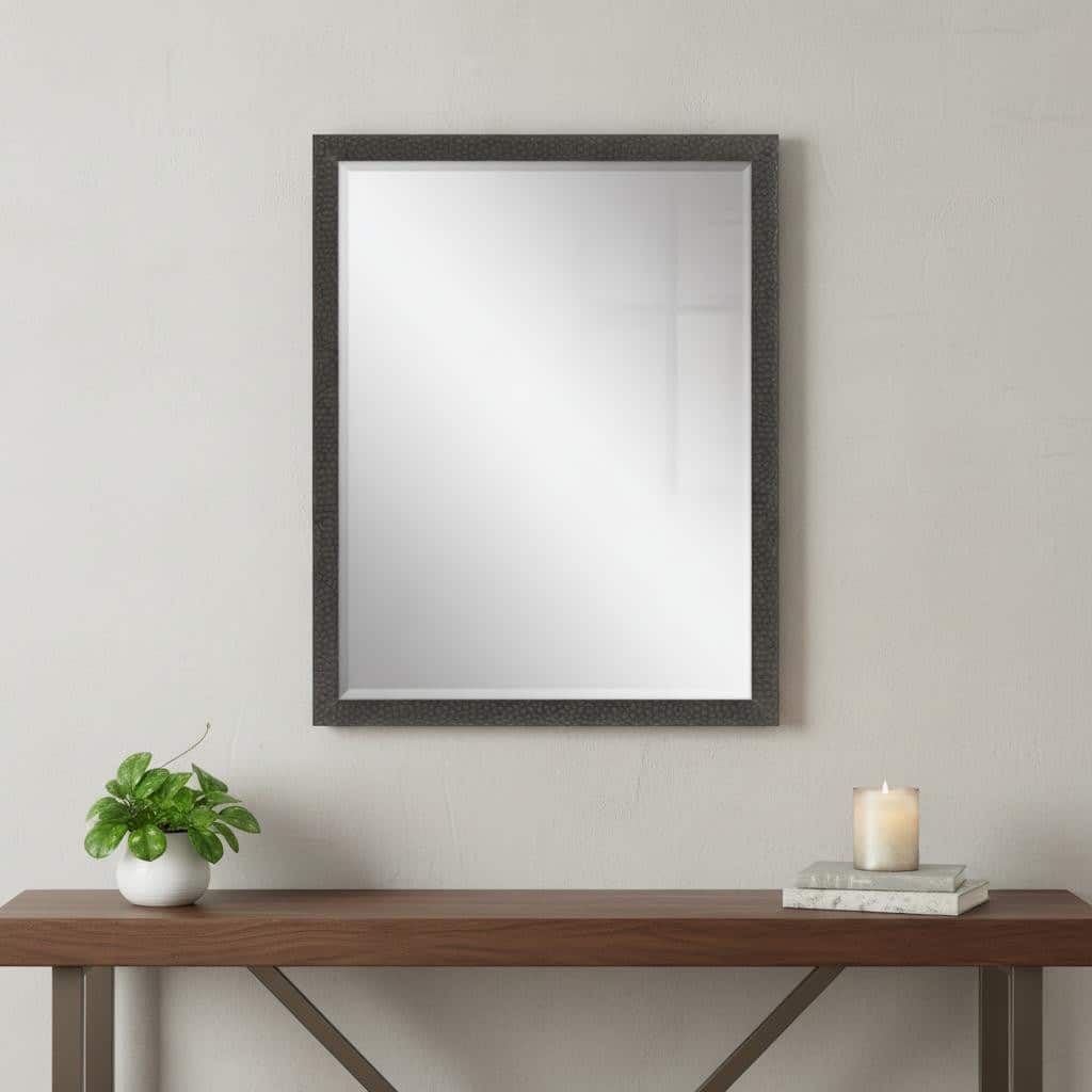 HomeRoots 43" Dark Brown Solid Wood Framed Accent Mirror - 33.00 in. x 43.00 in. x 2.00 in.