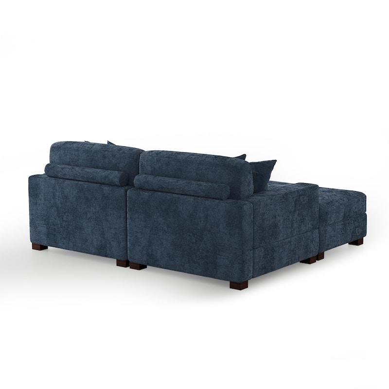 Modern Chenille Oversized Modular Sectional Sofa with 2 Ottoman