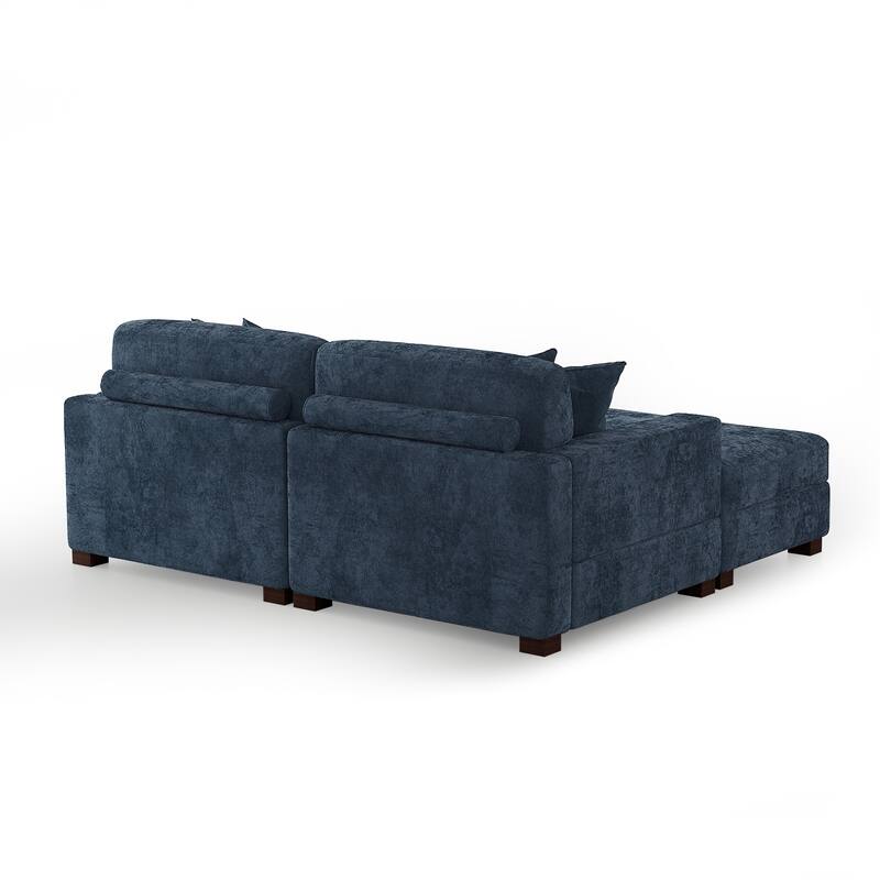 Oversized Chenille Modular Sectional Sofa Conversation Set with 2 Ottomans