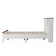 preview thumbnail 7 of 9, Full Size Rustic Wood Platform Bed with Sliding Barn Door Storage Headboard, Integrated Charging Ports