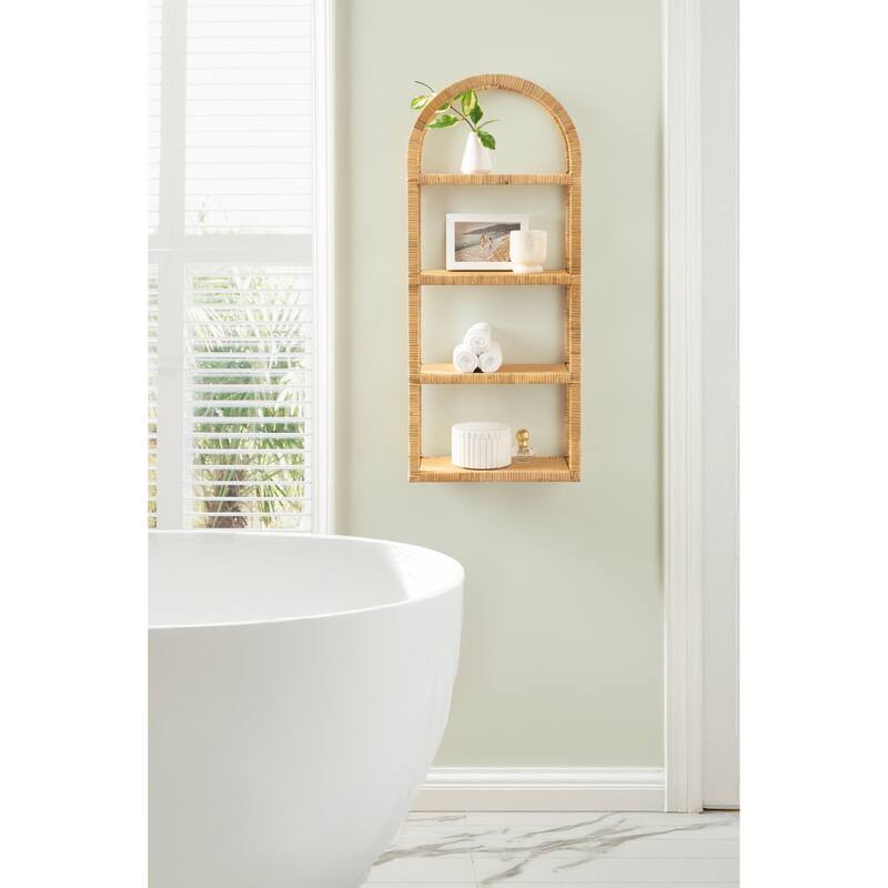 Kate and Laurel Rahmati Rattan Wall Shelf