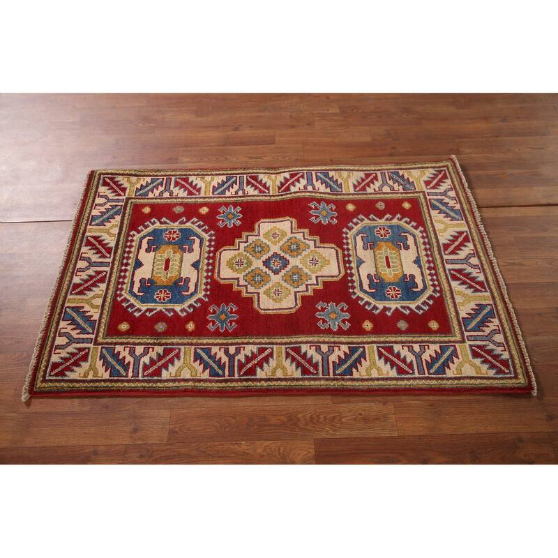 Red Kazak Accent Rug Handmade Wool Carpet - 2'9" x 4'2"