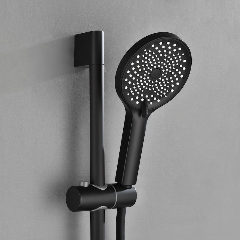 Wall Mount Tub Faucet with Hand Shower Brass Waterfall Tub Filler with Slide Bar Bahttub Faucet with Bidet Sprayer