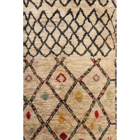 Trellis Moroccan Oriental Area Rug Hand-knotted Contemporary Carpet - 4'2" x 5'11"
