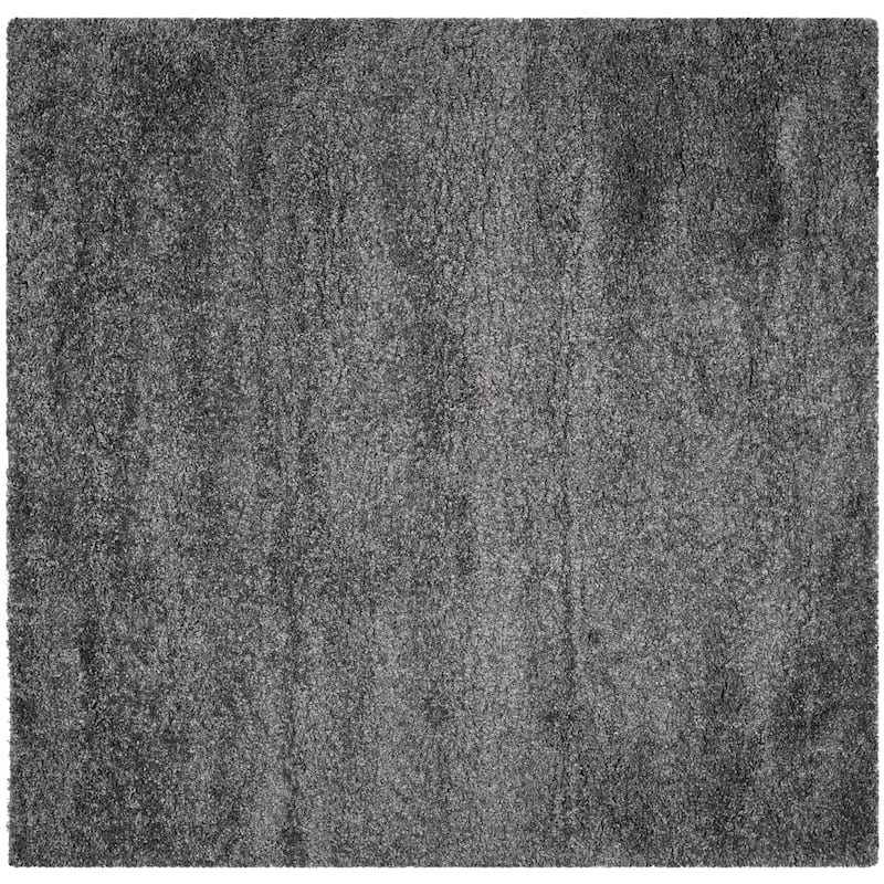 SAFAVIEH California Premium Shag Izat 2-inch Thick Area Rug - 4' Square - Dark Grey