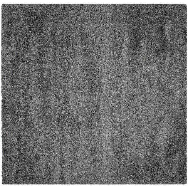 SAFAVIEH California Shag Izat 2-inch Thick Rug - 7' Square - Dark Grey