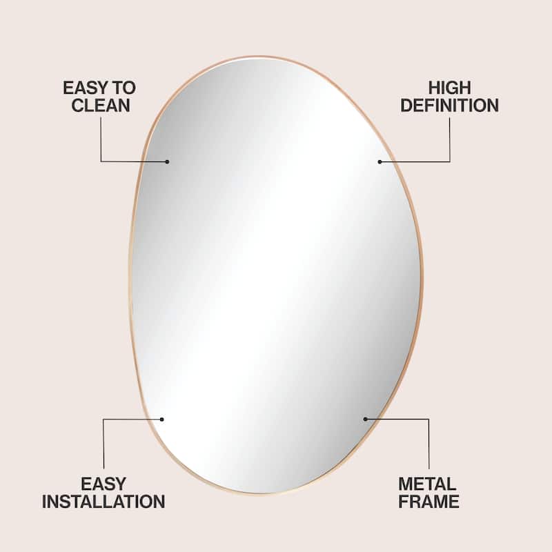 JONATHAN Y Aurelia Medium Irregular Oval Metal Framed Wall Mounted Mirror - 36 H x 24 W x 1.08 D