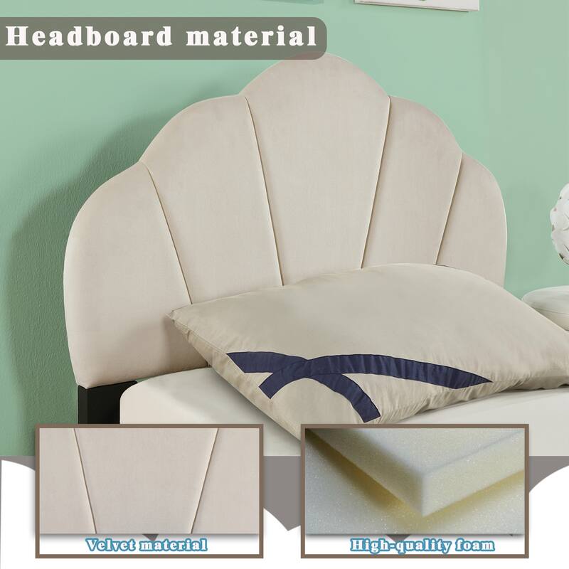 Pink Upholstered Twin Size Platform with Shell Design