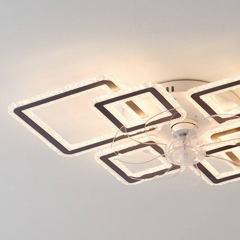 33-inchBlack Ceiling Fan with Lights Remote Control and APP Control, Dimmable with Remote 7 Blades 6 Speeds of Wind - Black