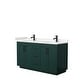 preview thumbnail 76 of 114, Miranda Double Vanity Set, Cultured Marble Top, No Mirror 60-Inch Double - Green, Black Trim, Carrara Cultured Marble Top