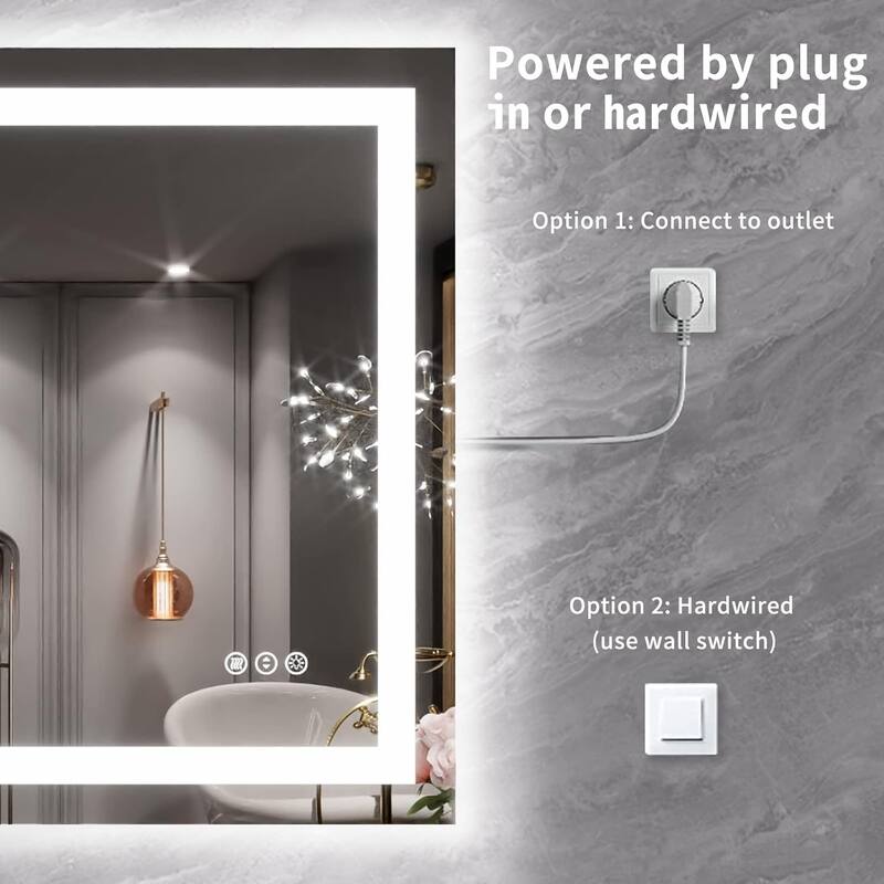 40x30 Inch Frameless LED Bathroom Mirror,Smart Mirror