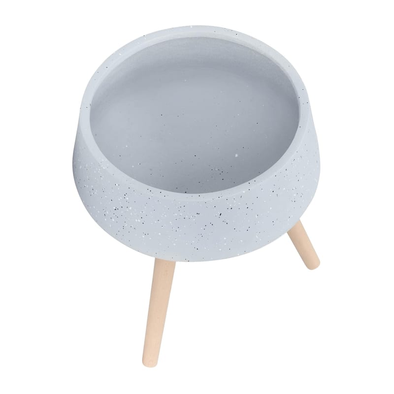 11/15" Terrazzo Planter with Wood Legs,Set of 2