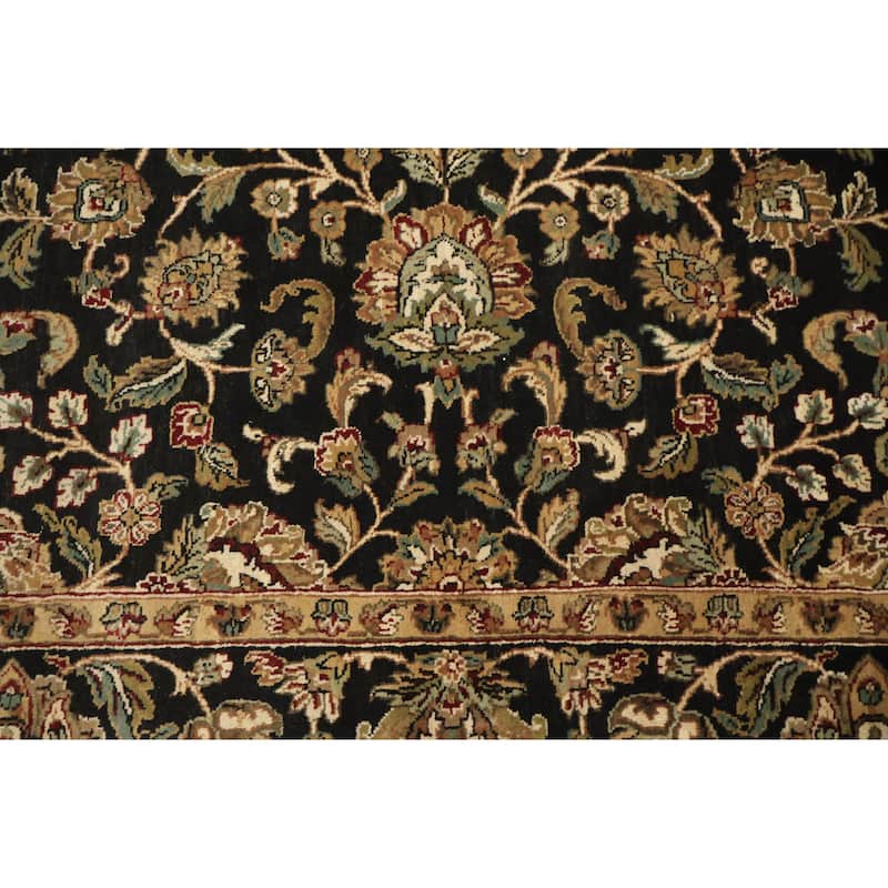 Hand Knotted Oriental 100% Wool Carpet Traditional All-Over Black Agra Area Rug - 7' 11'' X 8' 4''