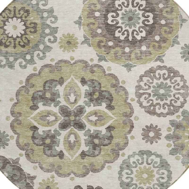 HomeRoots Floral Medallion Transitional Rectangle Outdoor Rug