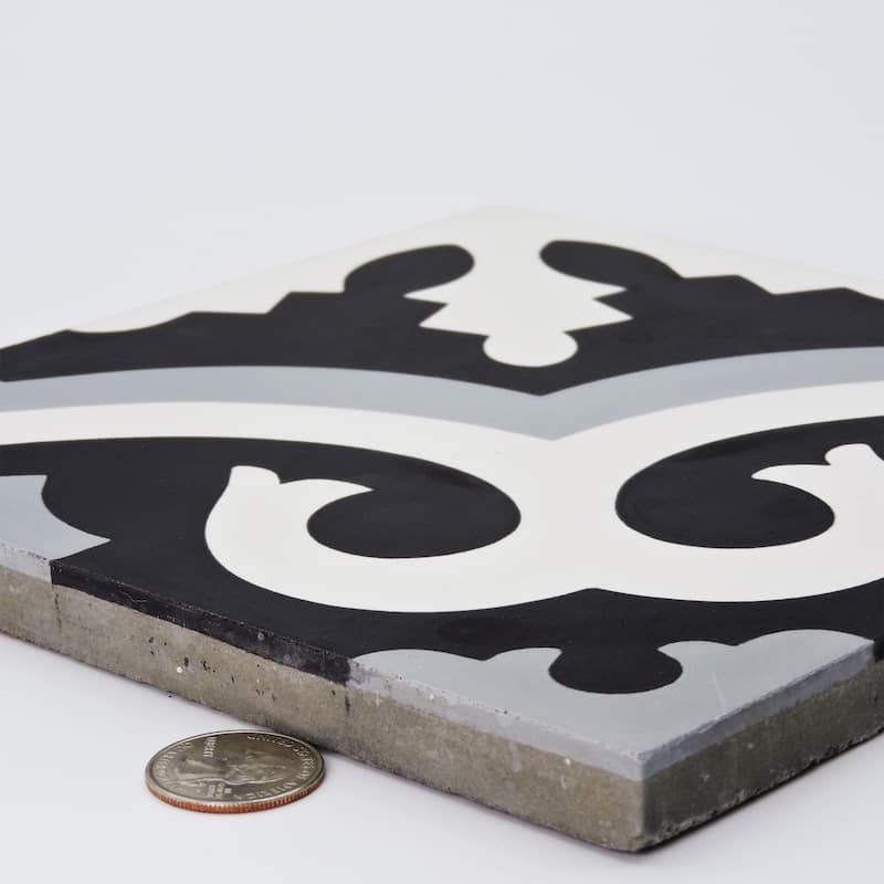 Handmade Tanger Black and Grey Tile, Pack of 12 (Morocco)