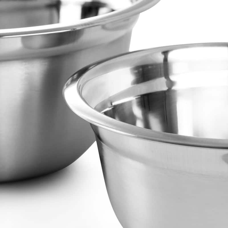 3 Piece Stainless Steel Silver Mixing Bowl Set