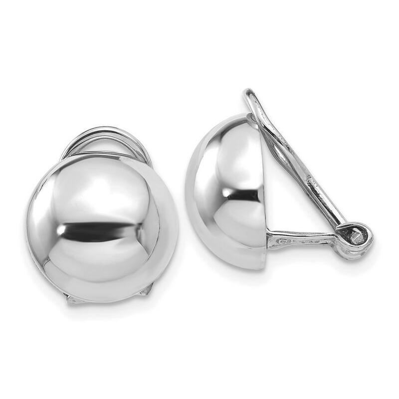 Curata 14k White Gold Flat back Closed back Polished Non Pierced Back Earrings - 15x15mm