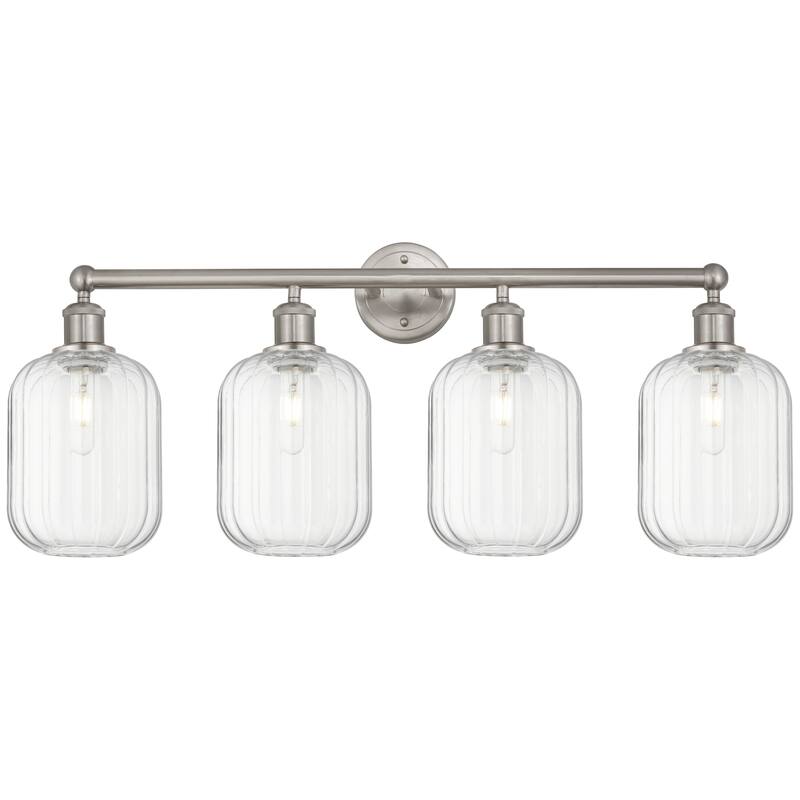 Innovations Lighting Endless Possibilities Edison - Preston - 4 Light 34" Jar Shade Bath Vanity Light - Clear/Brushed Satin Nickel