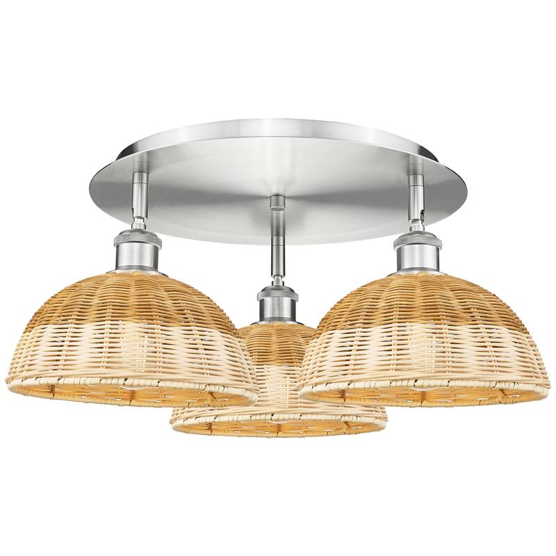 Innovations Lighting Endless Possibilities Ballston - Bristol Natural II - 3 Light 21" Flush Mount - Satin Nickel