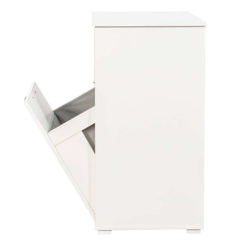 Anmytek White Storage Cabinet Laundry Bathroom Shelves Hidden Bin Organizer
