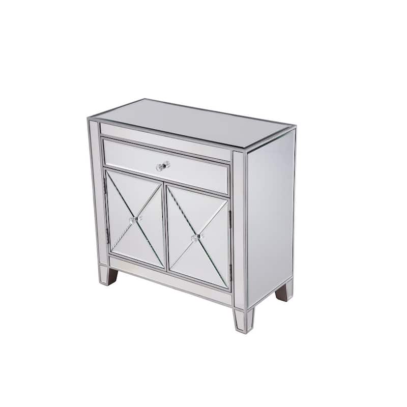 Elegant Lighting Contempo Silver 1 Drawer 2 Doors Cabinet