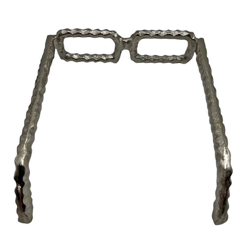 Decorative Handmade Aluminum 8 inch Glasses Sculpture - 7 x 8 x 1.5 in