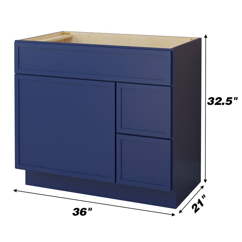 Vanity Art 36" Freestanding Single Base 2 Drawers Storage Cabinet with Soft Close Door