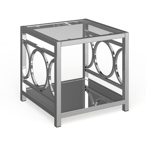 slide 17 of 23, Pehrson Contemporary 24-inch Glass Top Metal 1-Shelf Side Table by Silver Orchid Chrome