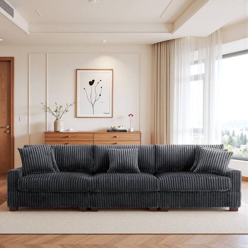 Modular Sectional Sofa Set with Adjustable Headrests and Ottomans