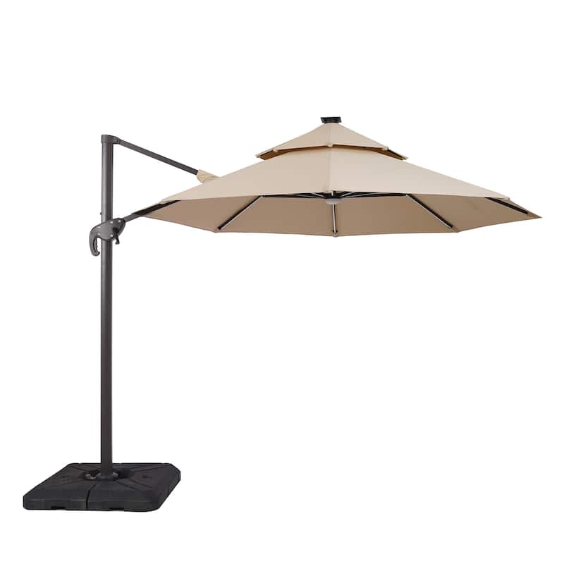 Furniture of America Spring II 10-foot LED Tube Lights Steel Cantilever Offset Tilt Roma Umbrella